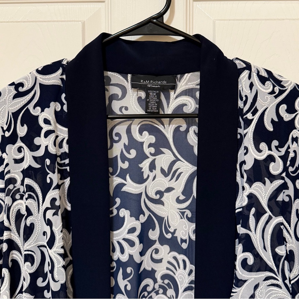 R&M Richards Navy and White Patterned Jacket